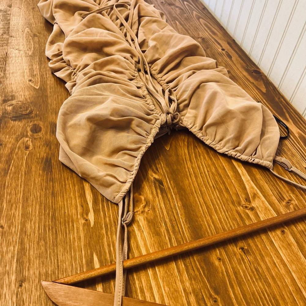 Tan Ruched Dress